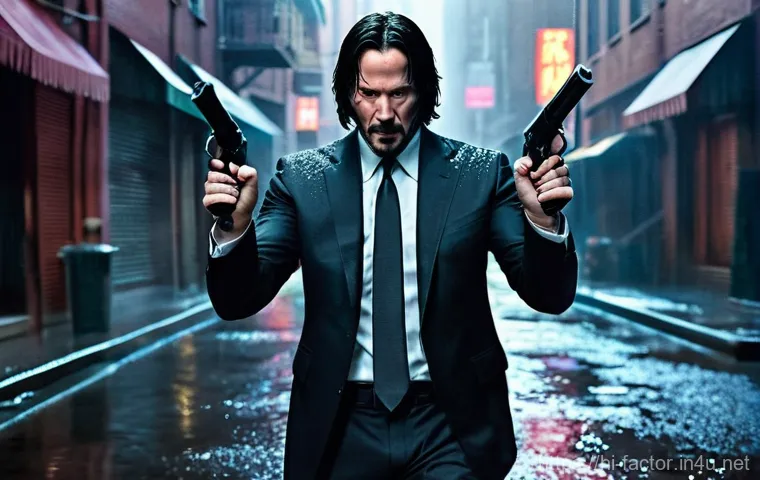 Keanu Reeves의 스턴트 없이 촬영한 액션 - **Prompt 1: The Matrix - Neo's Iconic Stance**
    "A lean, determined Keanu Reeves as Neo from 'The...