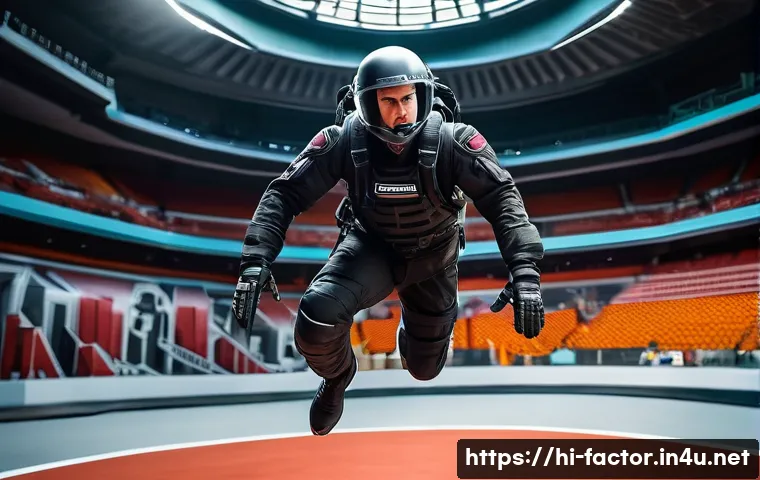 Tom Cruise의 액션 장면 촬영 기법 - A detailed, dynamic action movie set scene featuring a male actor resembling Tom Cruise performing a...